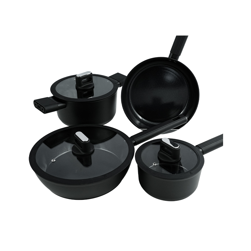 Black And White Ceramic Seven-Piece Non-Stick Pan