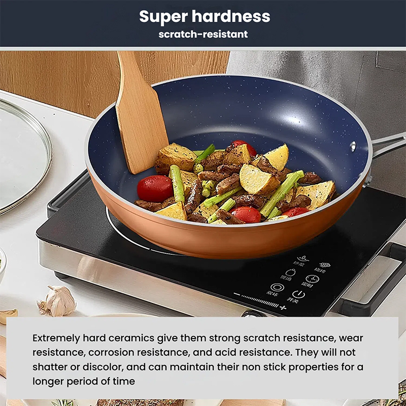 Blue Ceramic Frying Pan Three-Piece Set