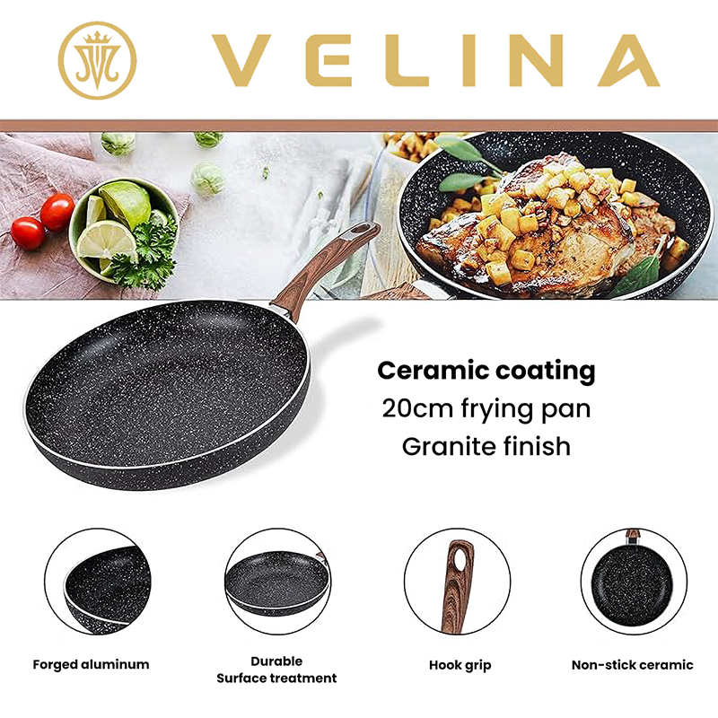 Black Ceramic Granite Frying Pan
