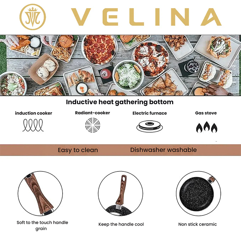 Black Ceramic Granite Frying Pan