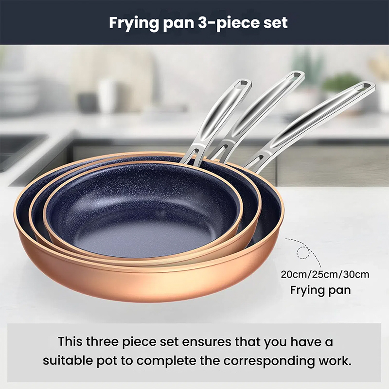 Blue Ceramic Frying Pan Three-Piece Set