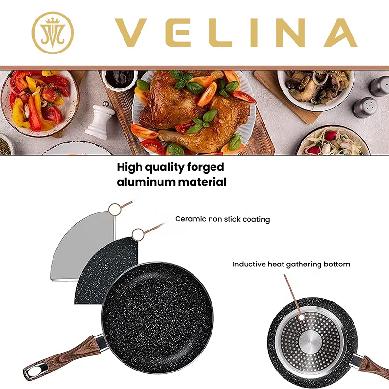 Black Ceramic Granite Frying Pan