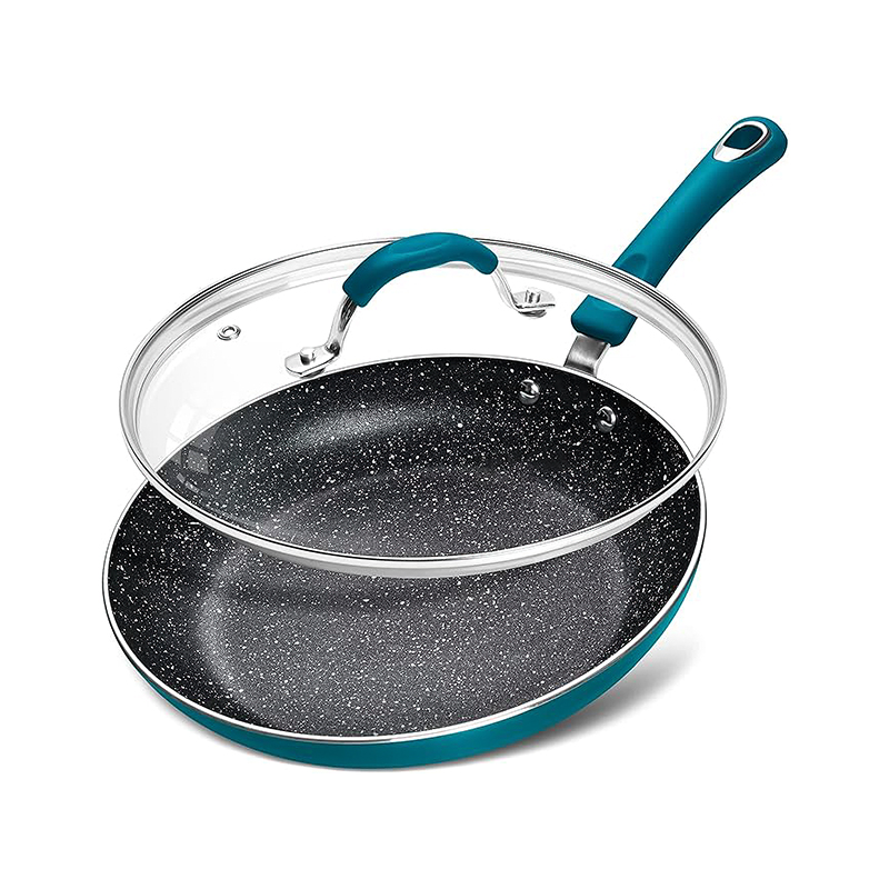 How does the blue granite frying pan redefine healthy non-stick cooking with its mineral coating and stone-like finish?